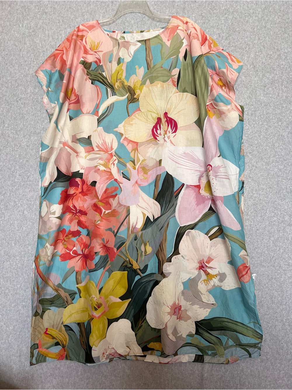 Echo New York Sheer Floral Caftan & Resort Cover Up Orchids Lightweight OneSize